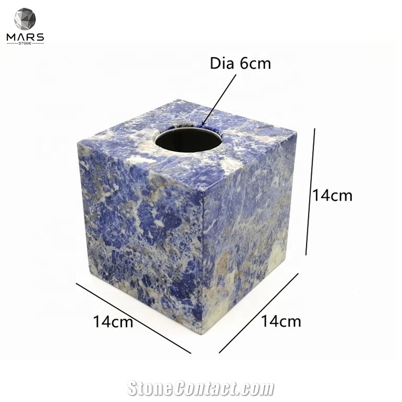 Durable Luxury Blue Marble Stone Paper Napkins Tissue Box