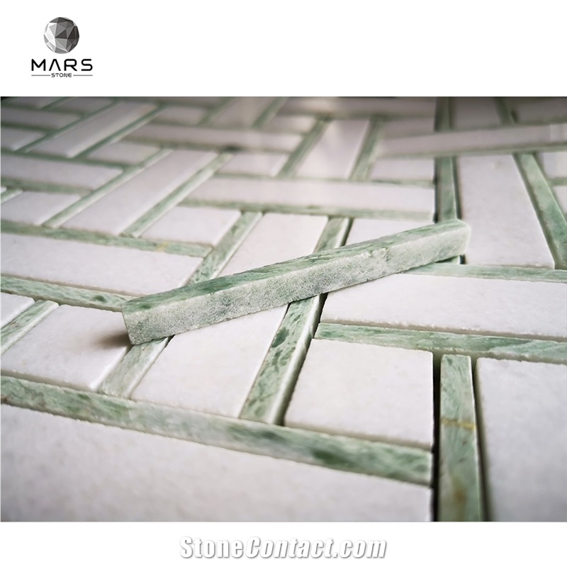 Green And White Marble Mosaic Tile Modern DesignPolishedWall