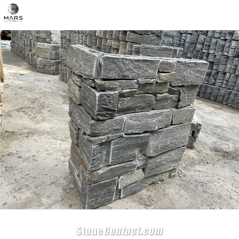 Grey Cement Brick Culture Veneer Natural Stone Cladding Wall