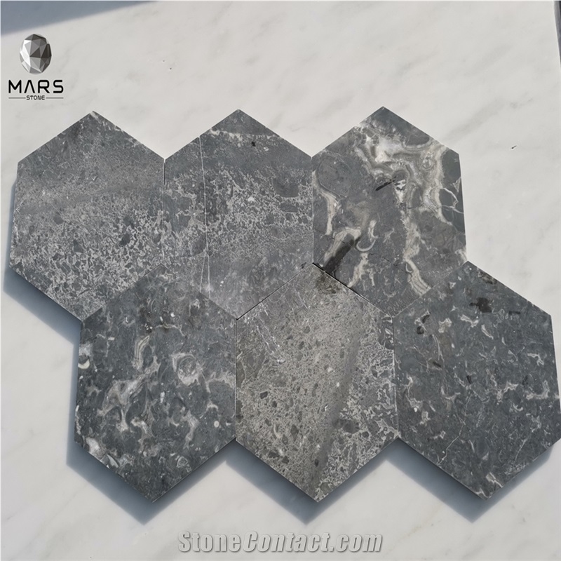 Hot Romantic Dark Grey Hexagon Marble Stone Mosaic Cheap