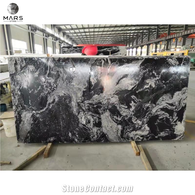 Hot Sell Natural Marble Cosmic Black Granite Slab ForKitchen