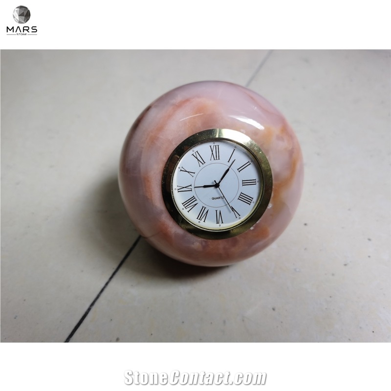 Interior Design Products Pink Onyx Stone Round Clocks