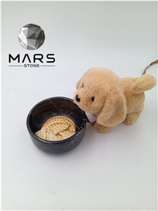 Lovely Natural Marble Stone Petdog Food Bowl Feeding Feeders