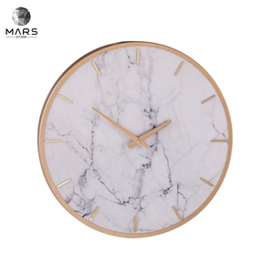 Modern Style Golden Side White 19" Marble Stone Wall Clock