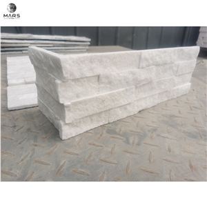 Natural White Quartzite Ledgestone Corner Natural Split Wall