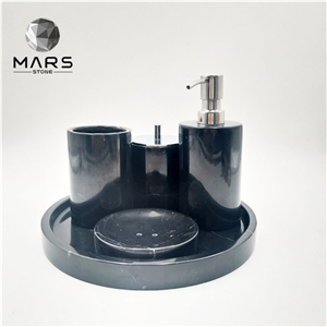 Nero Marquina Black Marble 5 Piece Bathroom Accessories