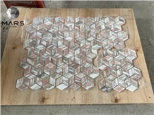 Norway Rose Marble Stone Rhombus Pink Mosaic Tiles For Wall