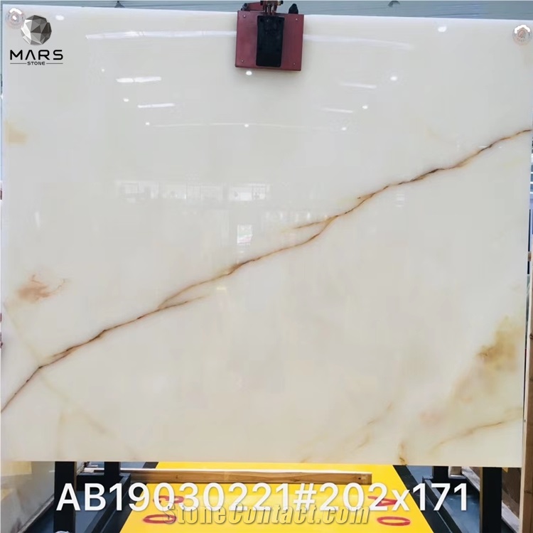 Popular Background White Onyx Slab With Gold Veins 