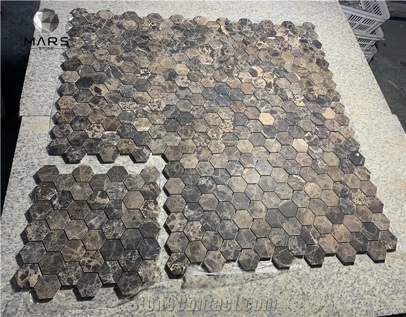 Popular & Cheap Price Dark Brown Marble Hexagonal Mosaic