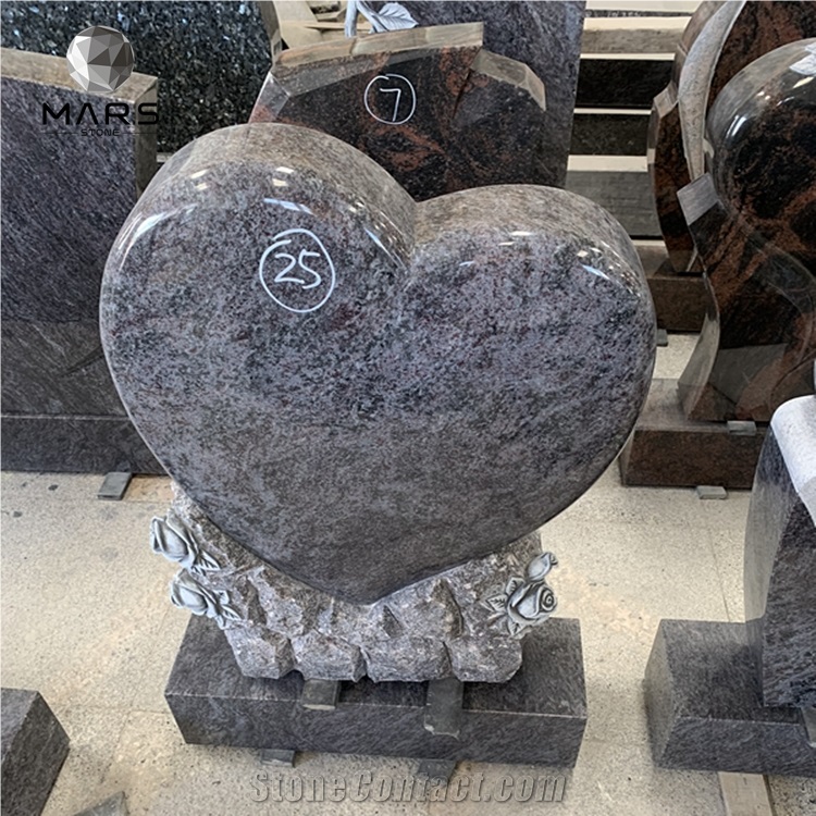 Popular Germany Himalaya Granit Rose Heart Shaped Headstones