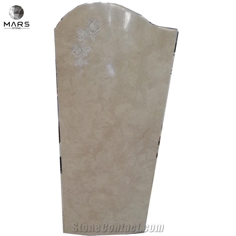 Popular New Design Ocean Beige Marble Tombstone Factory