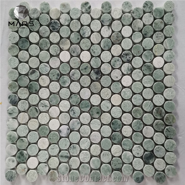 Popular New Round Green Stone Mosaic Circle Marble Wall Tile