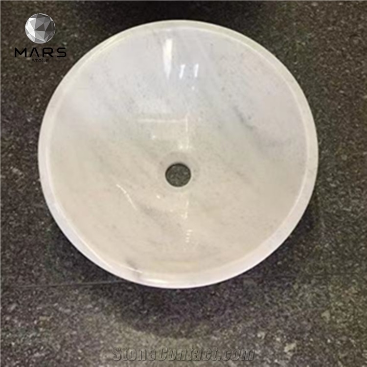 Simple Design Marble Sink Basins With White Diagonal Grain
