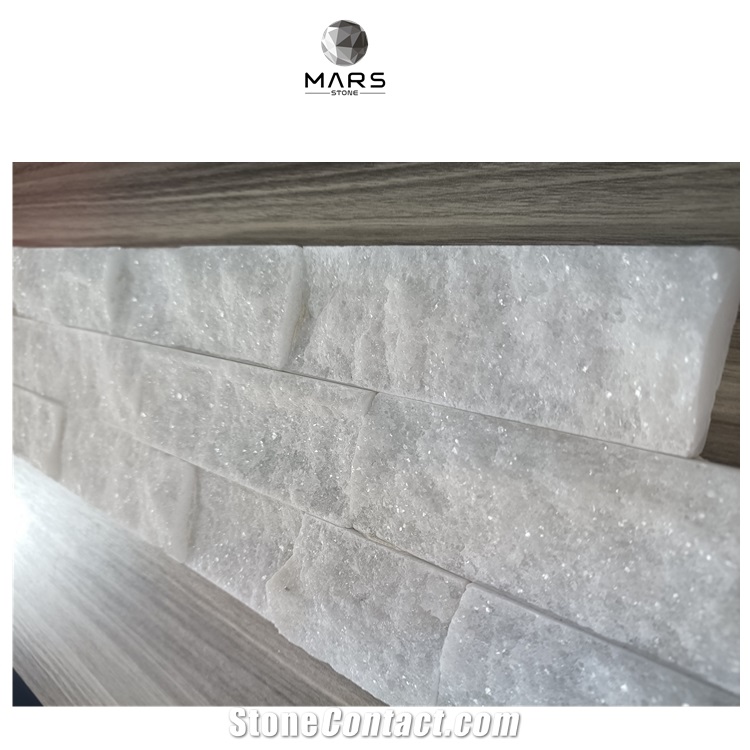 White Cultured Stone Shine Surface Veneer Stone Stacked Wall
