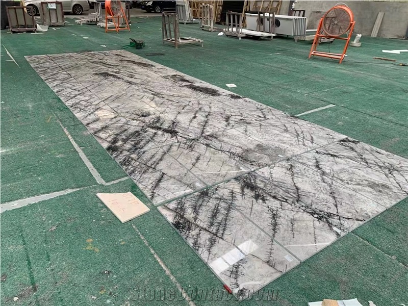 Layout Black Agate Marble Floor Tile