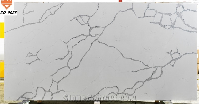 Book Matched Calacutta Type White Quartz Countertops to US