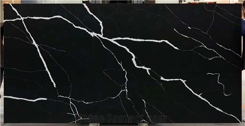 Calacatta black quartz stone slab supplier