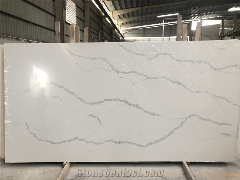Custom Size Quartz Calacatta White Marble slab