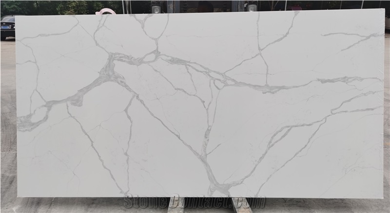 Custom Size Quartz Calacatta White Marble slab