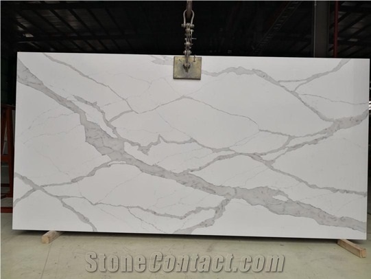 Factory Artificial Stone Calacatta White Marble Quartz Slabs