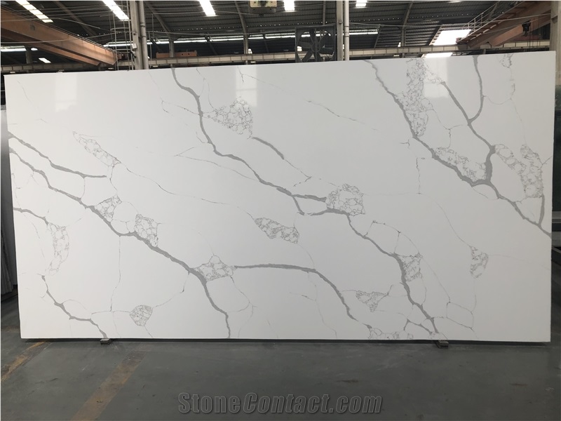 Factory Artificial Stone Calacatta White Marble Quartz Slabs