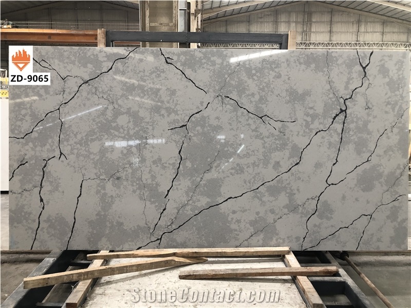 grey calacatta quartz slab matte surface for vanity top