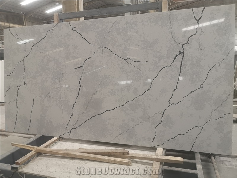 grey calacatta quartz slab matte surface for vanity top