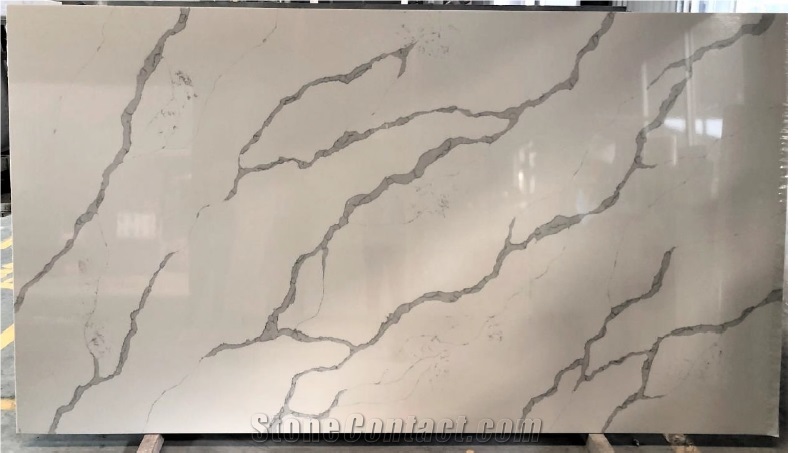 Imitated Marble Calacatta White Quartz Stone Slab
