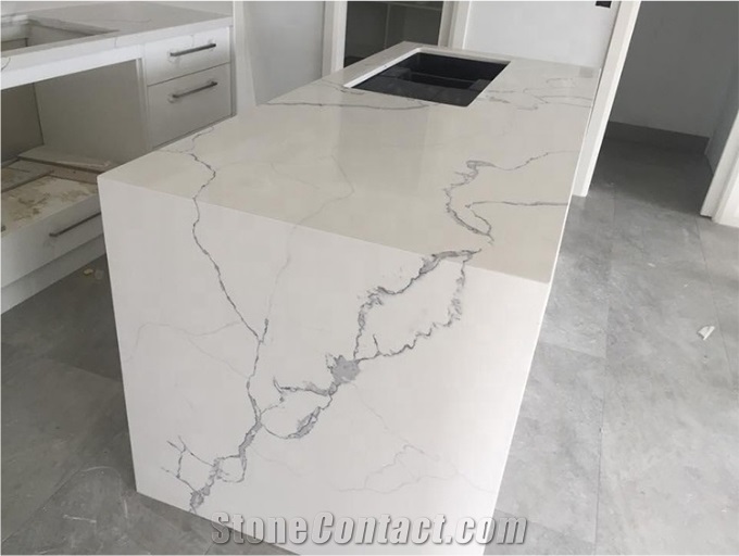 Malaysian new price Calacatta artificial quartz countertop