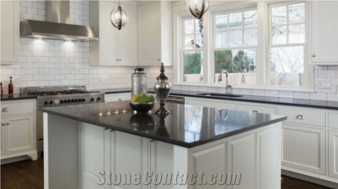 polished artificia black granite countertops Kitchen tops