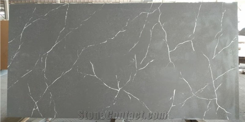Special quartz stone white background black vein