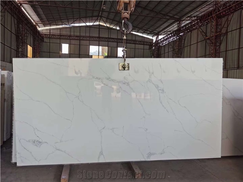 Super White Calacatta Quartz Stone Slab For Commercial  
