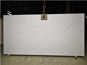 White Calacatta Artificial Quartz Stone Polished Slab