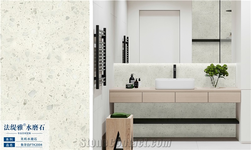 White Terrazzo Slab Exterior Floor Tile Wall Tile