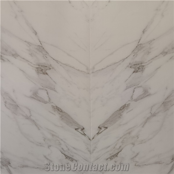 Polished Calacatta white 6mm sintered stone slab interior
