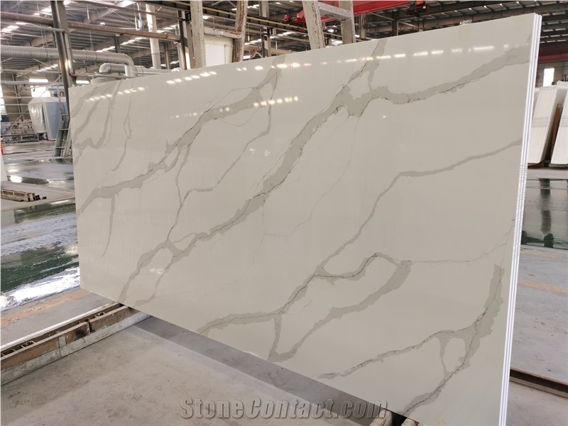 Artificial Calacatta White Quartz Slabs Engineer stone
