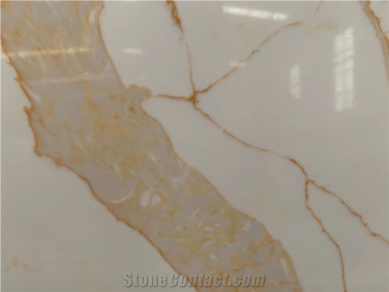 Calacatta Golden Quartz Solid Surface For Countertop