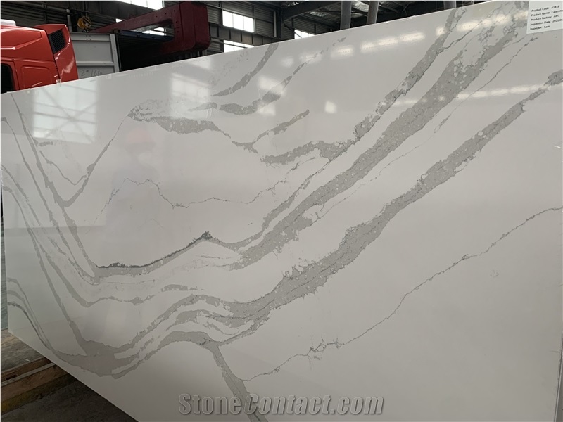 Calacatta White Quartz Surface Engineer Solid Stone