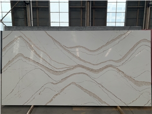 White Calacatta Quartz Slab Engineer Stone for countertop
