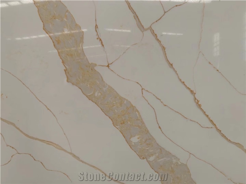 White Calacatta Quartz Solid Surface Engineer Stone