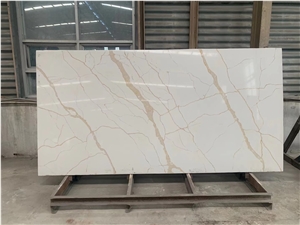 White Calacatta Quartz Solid Surface Engineer Stone