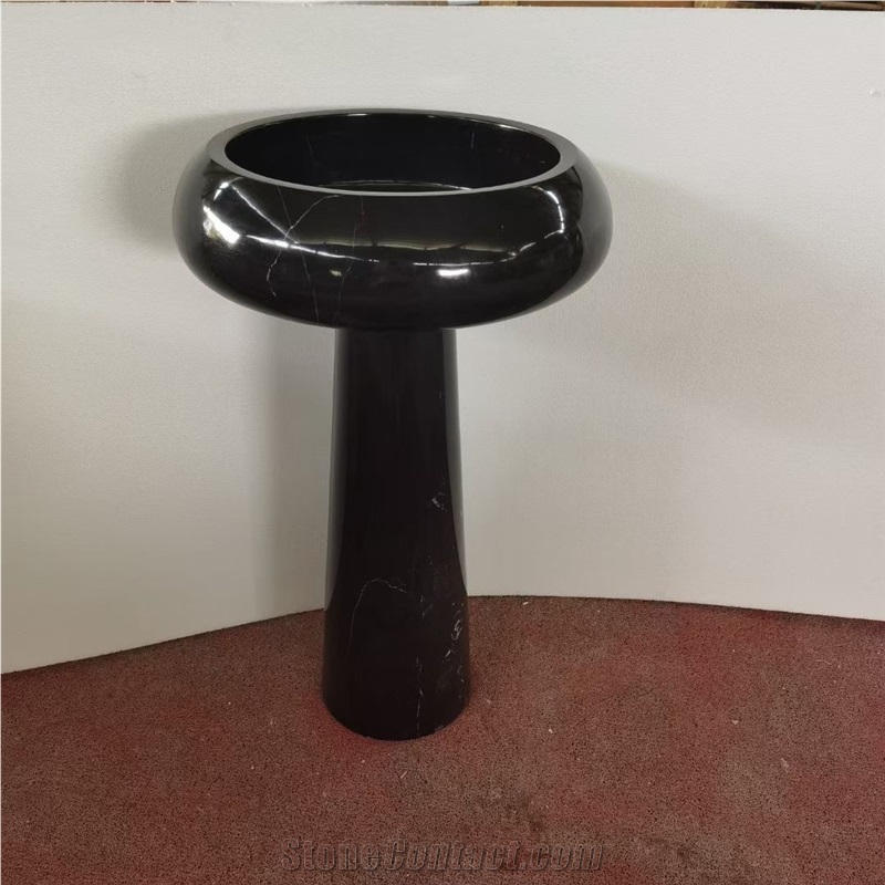 China Nero Marquina black marble sink basin honed polished