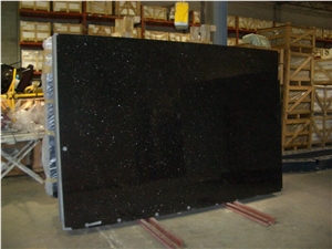 Black Galaxy Granite Slabs, India Black Granite