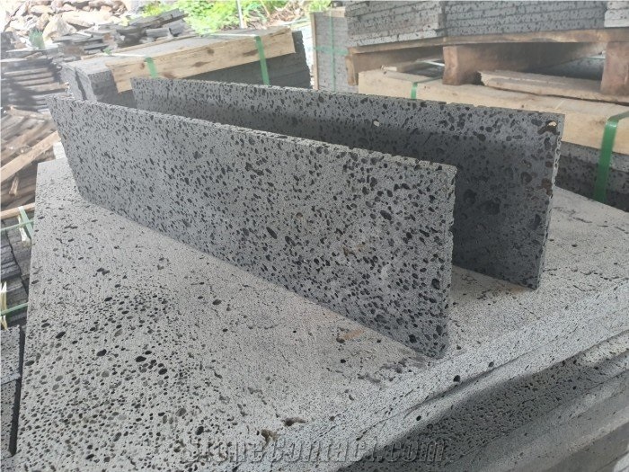Black and Grey Basalt Stone Lava Stone Cubic Tile Stepping 