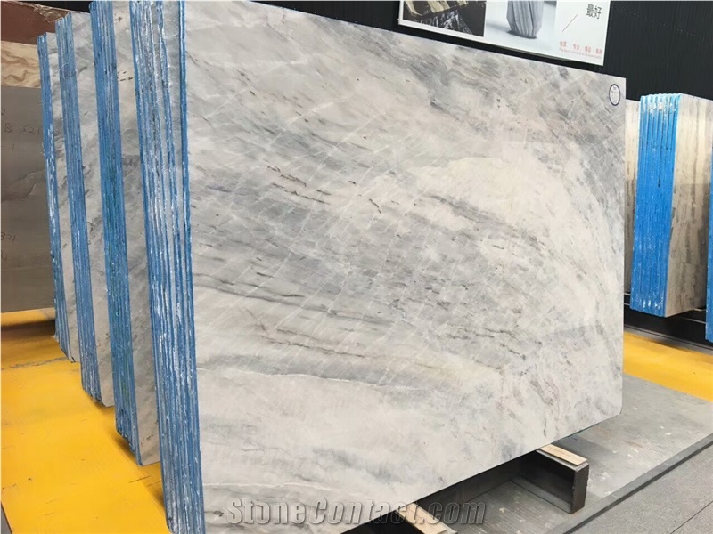 Bookmatched Veins King White Marble Tiles Flooring 