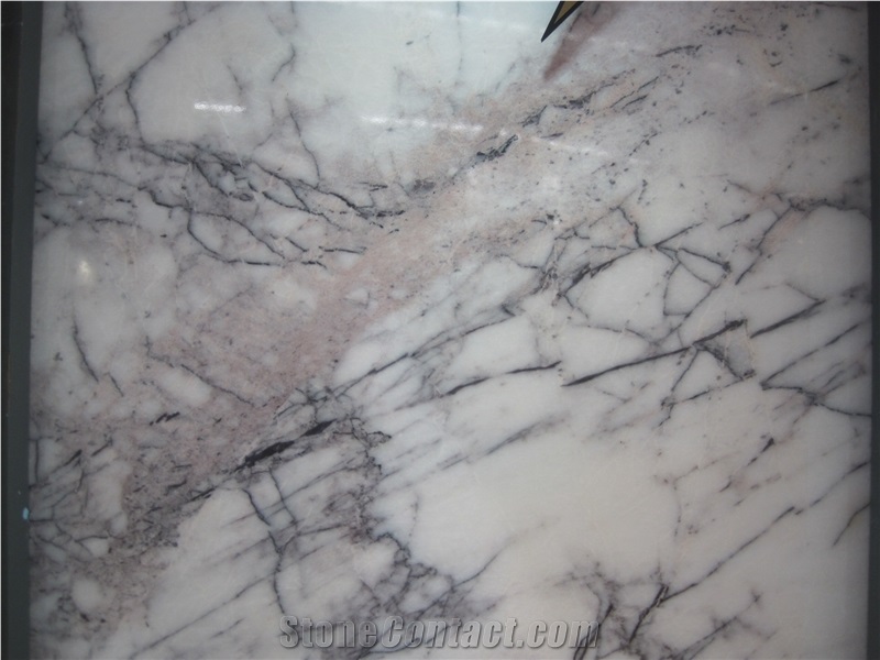 White Base Lilac Veined Marble Bathroom Tiles 
