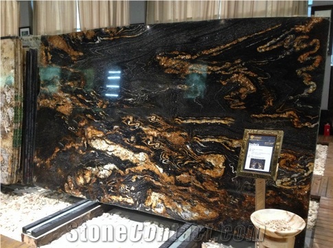 Golden Magma Black Imported Granite Slabs And Tiles
