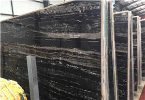 Negro Portoro Marble Slabs, Italy Black Marble