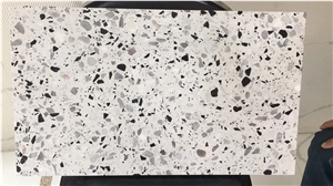 white authentic glass terrazzo floor bathroom tile