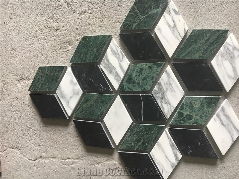 3D Marble Bath Wall Mosaic Design Hexagon Backsplash Tile